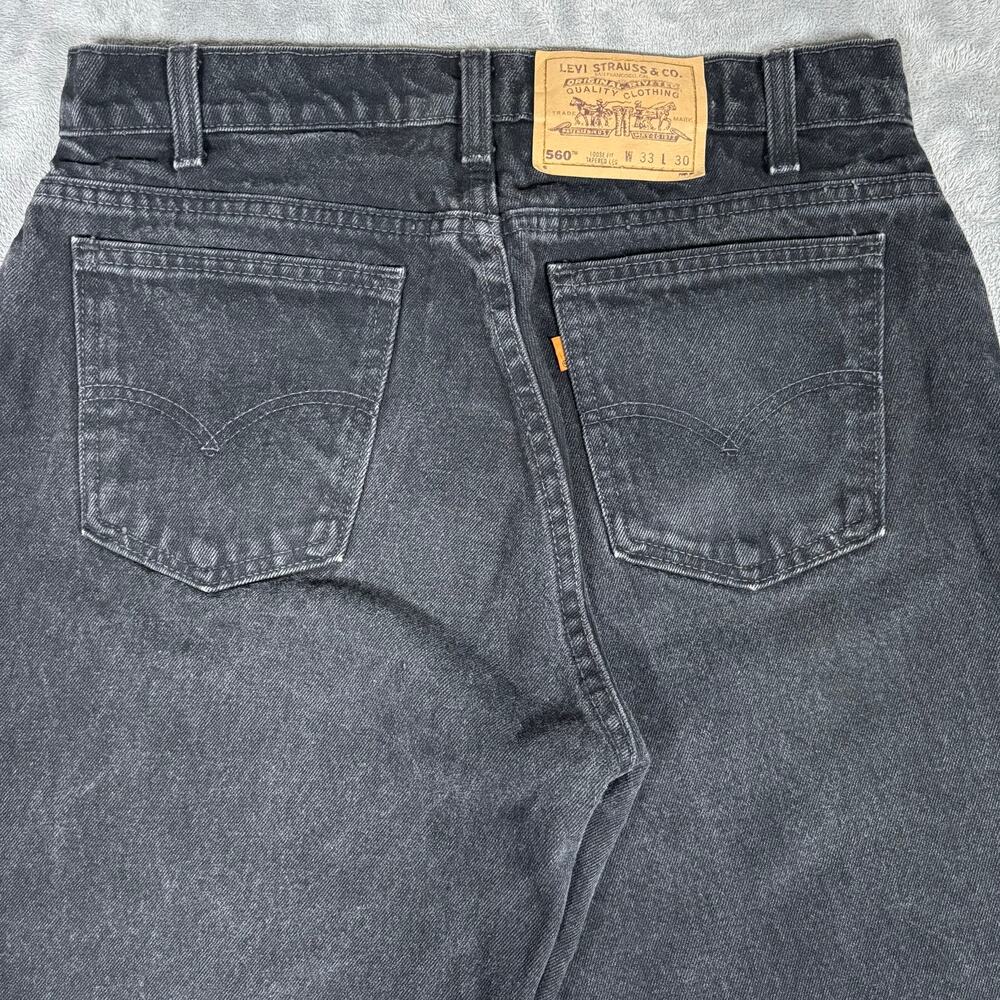 Vintage Levi’s 560 Orange Tab Black Jeans USA Loose Fit Tapered W33 L30 Fits W31 - Picture 5 of 10